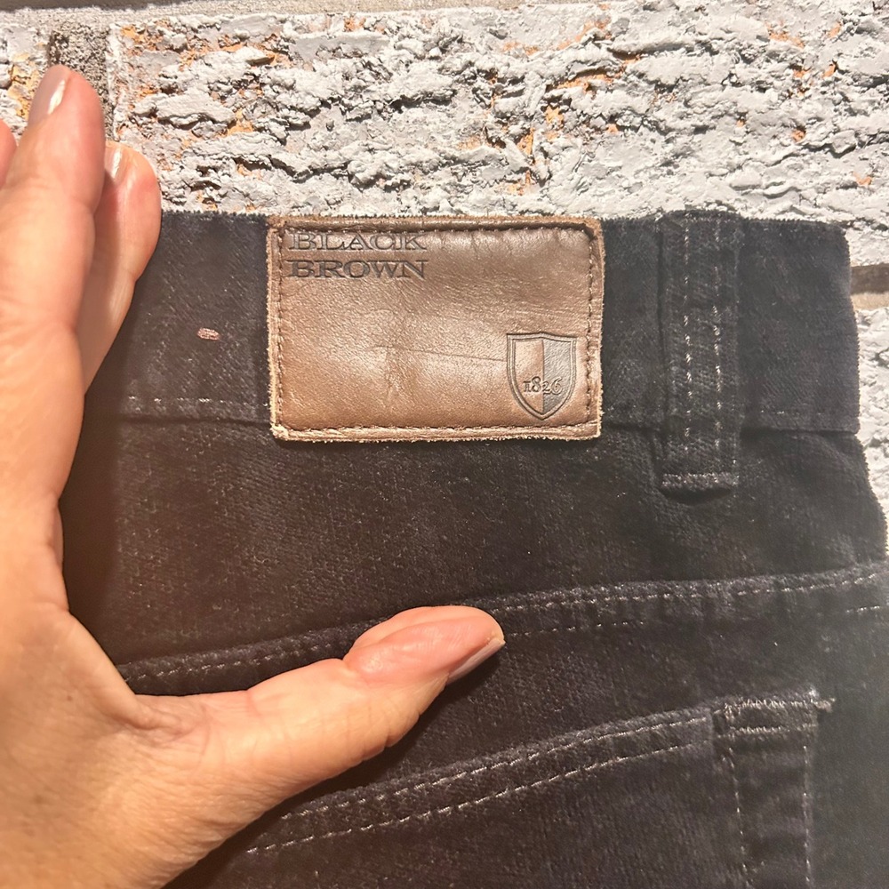 Black Brown 1826 Mens Black Corduroy Pants W33 L32 Straight Leg Cotton Stretch - Picture 3 of 9